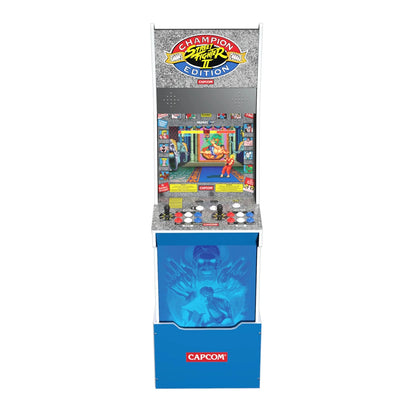 Street Fighter II Big Blue Arcade Machine with Riser and Stool Bundle